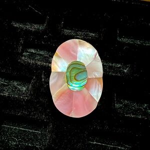 Abalone & Pink Shell Mexican Silver Brooch